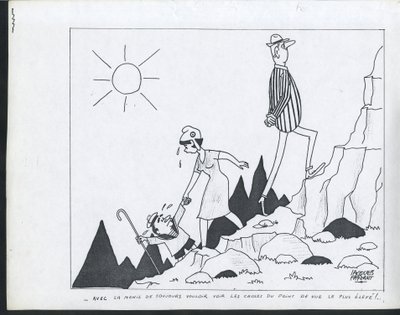 Candide, Satire in Schwarz-Weiß von Jacques Faizant