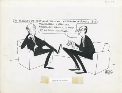 Le Figaro, Satirisch in Schwarz-Weiß von Jacques Faizant