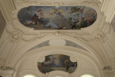Dekoration des Nordpavillons des Petit Palais - Der Triumph von Paris (Decke) - Paris, intellektuelle Hauptstadt (Halbkuppel), zwischen 1913 und 1919 von Jacques Fernand Humbert