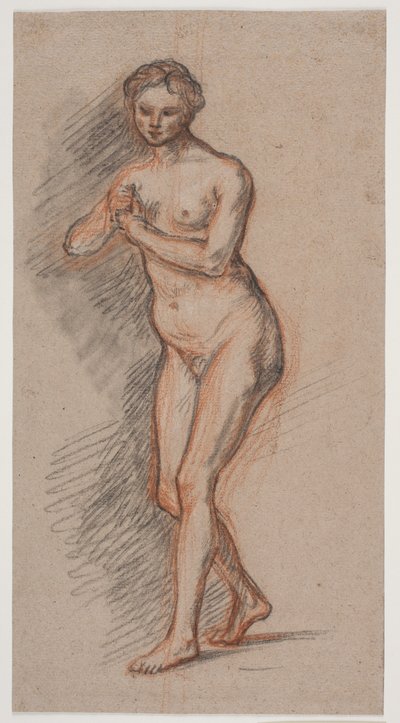 Weibliche Modellfigur mit den Händen vor der Brust von Jacques Francois Joseph Saly