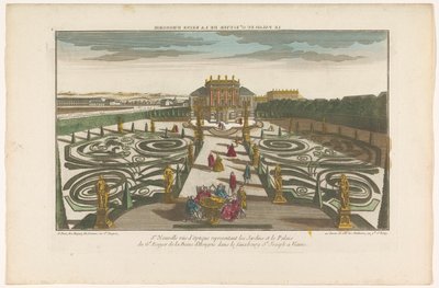 Ansicht des Gartens und des Palastes eines Offiziers der Königin von Ungarn in einem Vorort von Wien von Jacques Gabriel Huquier
