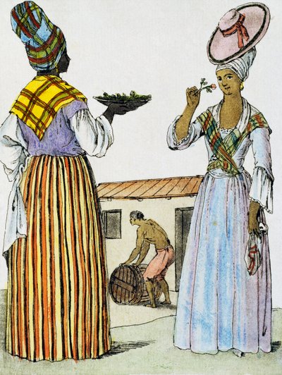 Blumenhändler in Santo Domingo, Farbgravur nach einer Zeichnung von Labrousse, aus Encyclopedie des Voyages, von Jacques Grasset de Saint-Sauveur von Jacques Grasset de Saint Sauveur