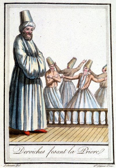 Dervische beim Gebet (Drehende Dervische) - in „Enzyklopädie der Reisen“ von Grasset Saint Sauveur, ed. Paris 1796 von Jacques Grasset de Saint Sauveur