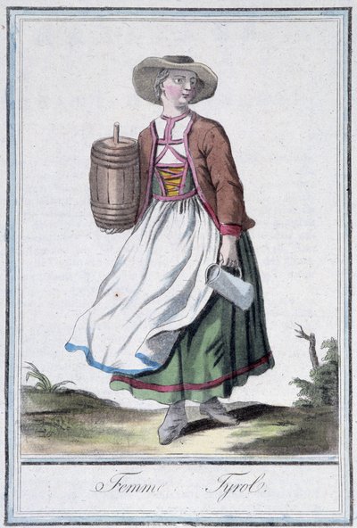 Frau aus Tirol - in „Enzyklopädie der Reisen“ von Grasset St Sauveur, ed. 1796 von Jacques Grasset de Saint Sauveur