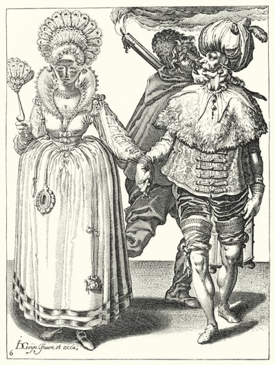 Maskerade (Gravur) von Jacques II de Gheyn