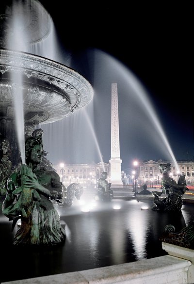 Ansicht des Brunnens von Jacques Ignace Hittorff und des Obelisken auf der Place de la Concorde in Paris von Jacques Ignace Hittorff