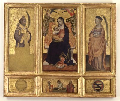Madonna mit Kind und den Heiligen Stephanus und Lucia; Christus im Grab und die Heiligen Petrus und Paulus, um 1425 von Jacques Iverny