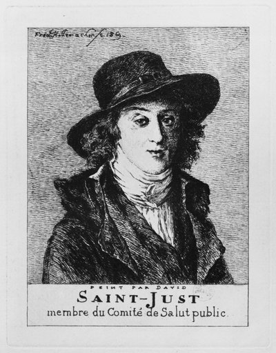 Louis Antoine Léon de Saint-Just, graviert von Frédéric Désiré Hillemacher, 1869 von Jacques Louis David