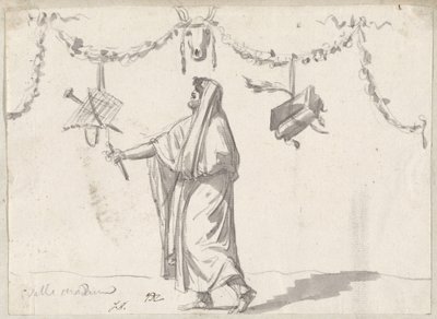 Ornament mit einem bärtigen Mann in antiker Kleidung von Jacques Louis David