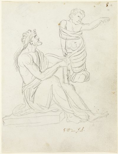 Sitzender Mann und eingewickeltes Baby von Jacques Louis David