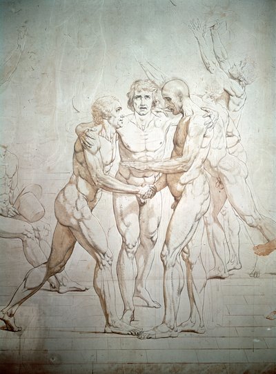 Der Eid auf den Tennisplatz unvollendet, Detail, 1791-1792 von Jacques Louis David