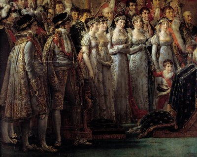 Der Ritus Napoleons. Detail der Krönung von Kaiser Napoleon I. Bonaparte und Kaiserin Josephine von Jacques Louis David