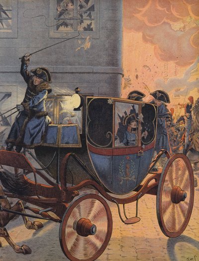 General Louis Desaix wird während der Schlacht von Marengo in einer Kutsche transportiert von Jacques Marie Gaston Onfray de Breville (Job)