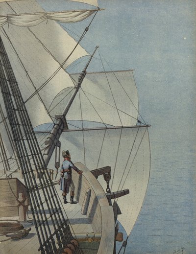Napoleon Bonaparte auf dem Deck eines Schiffes von Jacques Marie Gaston Onfray de Breville (Job)