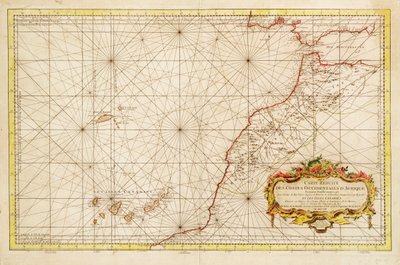 Karte der nordwestlichen Küste Afrikas, von der Straße von Gibraltar bis zu den Kanarischen Inseln von Jacques Nicolas Bellin