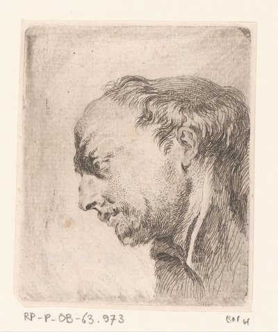 Kopf eines kahlen Mannes von Jacques Philippe Le Bas