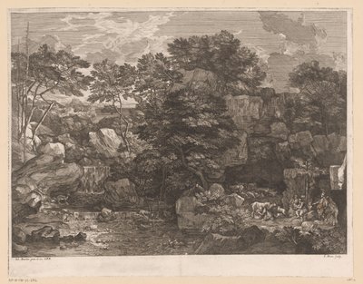 Flusslandschaft mit Schäfern von Jacques Prou