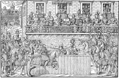 Das Turnier, bei dem Henri II tödlich verwundet wird, 1559 von Jacques Tortorel