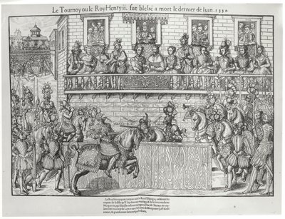 Turnier, bei dem Henri II. eine tödliche Wunde erhielt, 30. Juni 1559 von Jacques Tortorel