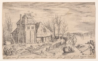 Winterlandschaft mit Schlittschuhläufern, aus Landschaften von Jacques de Gheyn II