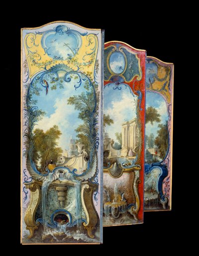 Möbel: Malerei auf Marouflé-Papier von Jacques de Lajoüe