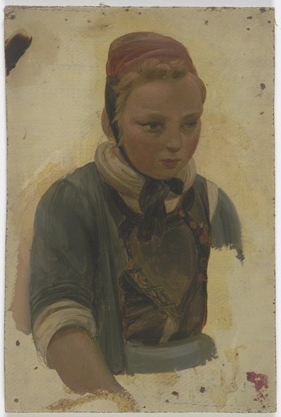 Brustbild eines kleinen Bauernmädchens von Jakob Becker