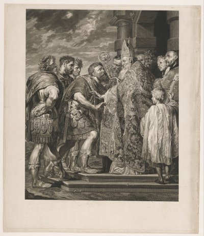 Hl. Ambrosius verweigert Kaiser Theodosius den Zutritt zur Kirche in Mailand von Jakob Matthias Schmutzer