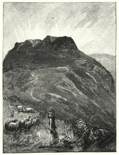 Der traditionelle Berg der Seligpreisungen (Lithografie) von James (after) Clark