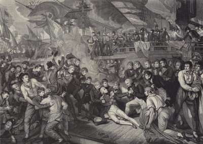 Der Tod von Admiral Lord Nelson in der Schlacht von Trafalgar von James (after) Heath