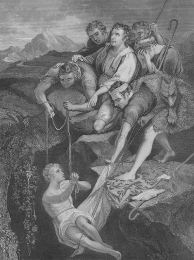 Joseph in die Grube geworfen, Genesis 37, Vers 3-25 (Stich) von James (after) Northcote