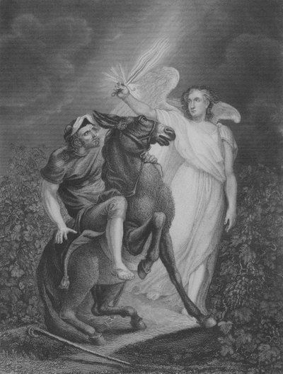 Der Engel erscheint Bileam, Numeri 22, Vers 21-36 (Gravur) von James (after) Northcote