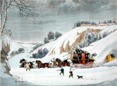 Ein Postwagen im tiefen Schnee, graviert von George Hunt von James (after) Pollard
