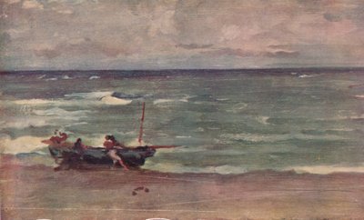 Harmonie in Blau und Silber: Das Boot am Strand, Etretat, um 1897 von James Abbott McNeill Whistler