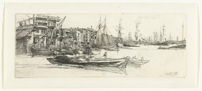 Lagerhäuser an der Themse (Sixteen etchings of scenes on the Thames and other subjects) von James Abbott McNeill Whistler