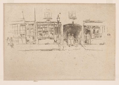 Der Friseursalon, Chelsea, ca. 1886-88 (Radierung; Tinte auf Papier) von James Abbott McNeill Whistler
