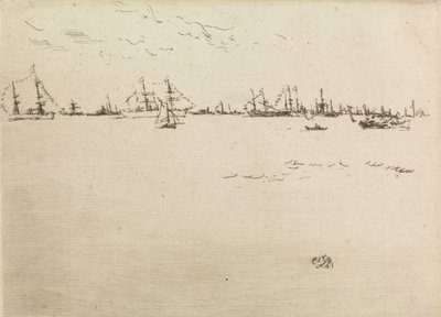 Truppenschiffe, aus einer Serie von zwölf Radierungen mit dem Titel Die Marineparade, 1887 von James Abbott McNeill Whistler