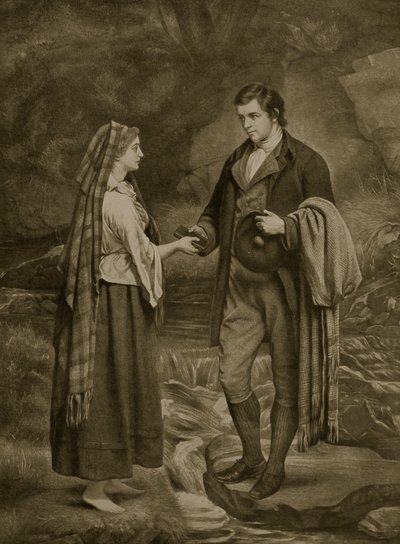 Verlobung von Robert Burns und Highland Mary, 1785, Illustration aus 