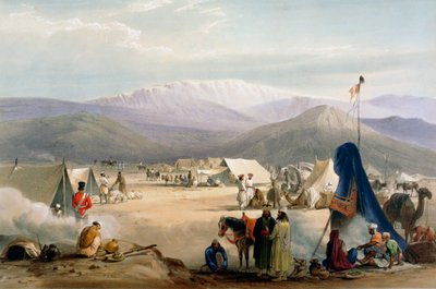 Britisches Armeelager in Dadur am Eingang zum Bolan-Pass, Erster Anglo-Afghanischer Krieg, 1838-1842 von James Atkinson