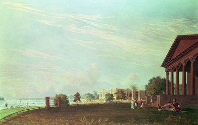 Barrackpore House, Kalkutta, graviert von Robert Havell, veröffentlicht 1824 von James Baillie Fraser