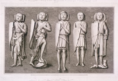 Fünf Effigien von Rittern aus der Temple Church, London, 1786 von James Basire I