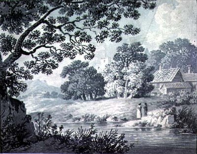 Landschaft mit Fluss im Vordergrund von James Bayes