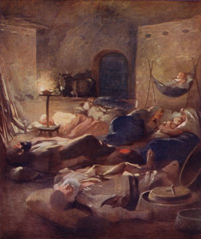 Inneres eines Fellahheen-Hauses bei Nacht von James Clark