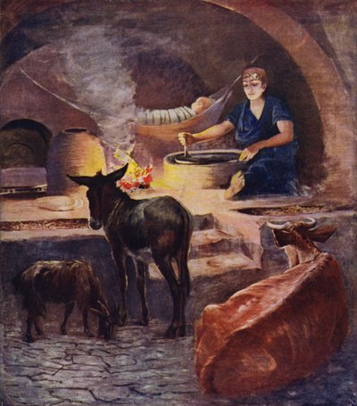 Inneres eines Fellahheen-Hauses, früher Morgen im Winter von James Clark