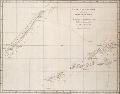 Karte der Entdeckungen im Südpazifik in Seiner Majestät Schiff 