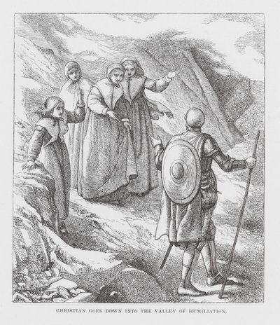 Christian steigt ins Tal der Demütigung hinab (Gravur) von James Dawson Watson