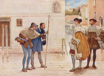 Shakespeares Der Kaufmann von Venedig: Bassanio, Lorenzo, Old Gobbo und Launcelot Gobbo von James Dromgole Linton