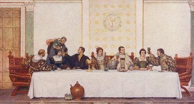 Shakespeares Der Kaufmann von Venedig: Lorenzo, Jessica, Antonio, Portia, Bassanio, Nerissa und Gratiano von James Dromgole Linton