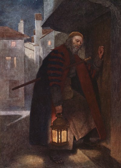 Shakespeares Der Kaufmann von Venedig: Shylock (Farblithografie) von James Dromgole Linton