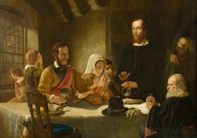 George Wishart auf dem Weg zur Hinrichtung, das Sakrament zum ersten Mal in Schottland nach der protestantischen Reform verabreichend von James Drummond