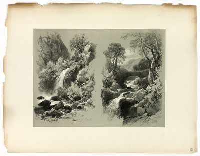Lady Fall, Vale of Heath, und Fall on the Brent, aus Picturesque Selections von James Duffield Harding